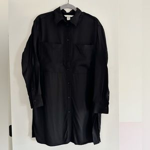 H&M Women’s Black Long Sleeve Button Down Shirt Dress Size Medium